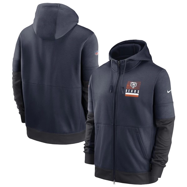Men's Chicago Bears Navy NFL Sideline Impact Lockup Performance Full-Zip Hoodie Men's Chicago Bears Navy NFL Sideline Impact Lockup Performance Full-Zip Hoodie